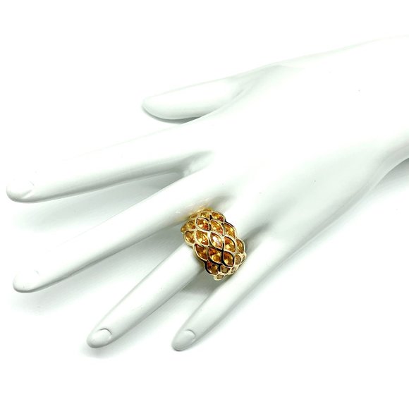 Sunny Day! Gold Sterling Silver Citrine Gemstone Wide Band Ring | Womens Jewelry - Picture 5 of 5